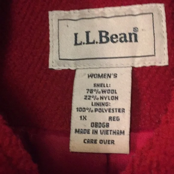 LL BEAN RED 3/4 LENGTH COAT  WORN - Picture 6 of 7